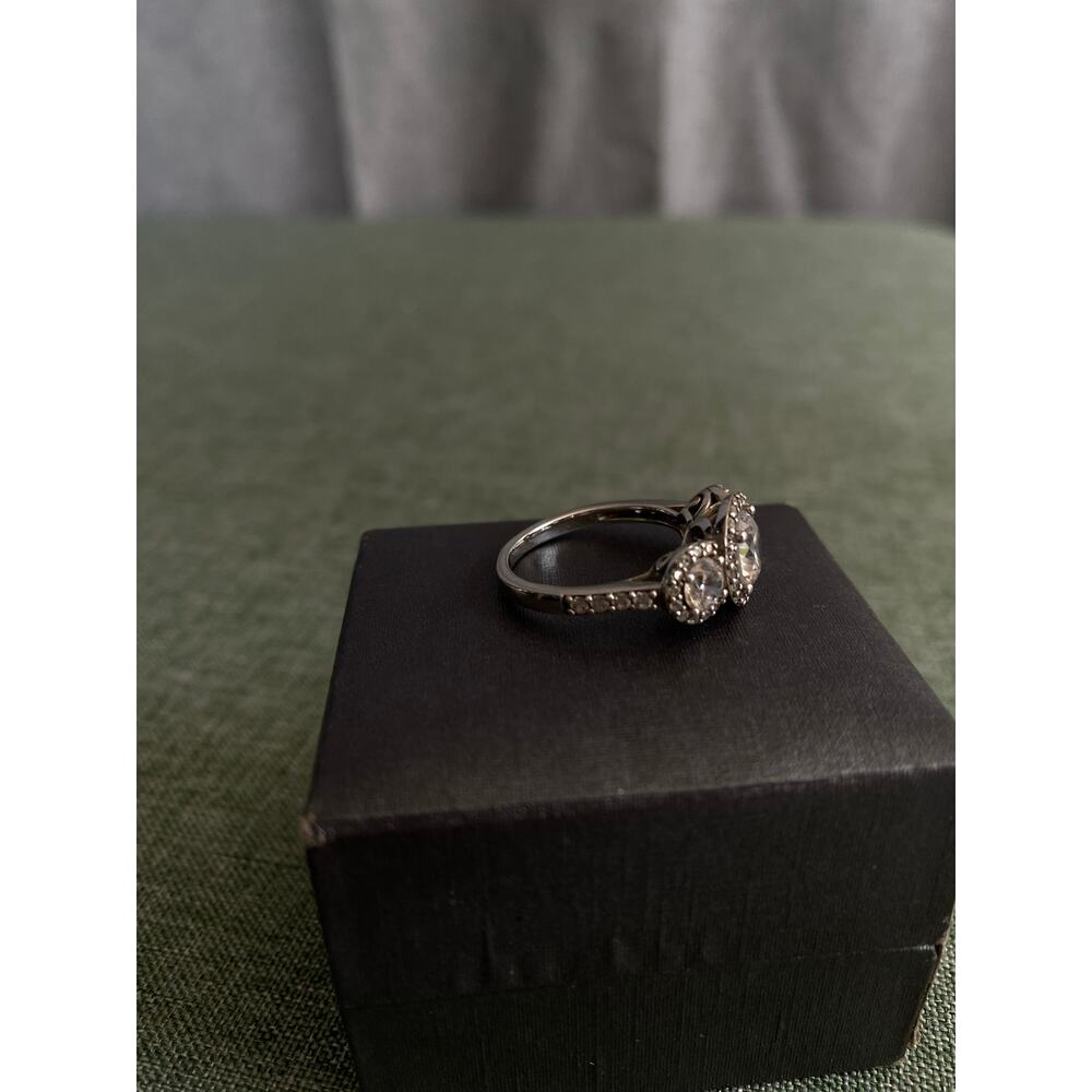 Brilliance Fine Jewelry Sterling Silver Diamond 3-Stone Halo Ring Size 7 NWT - Picture 7 of 9